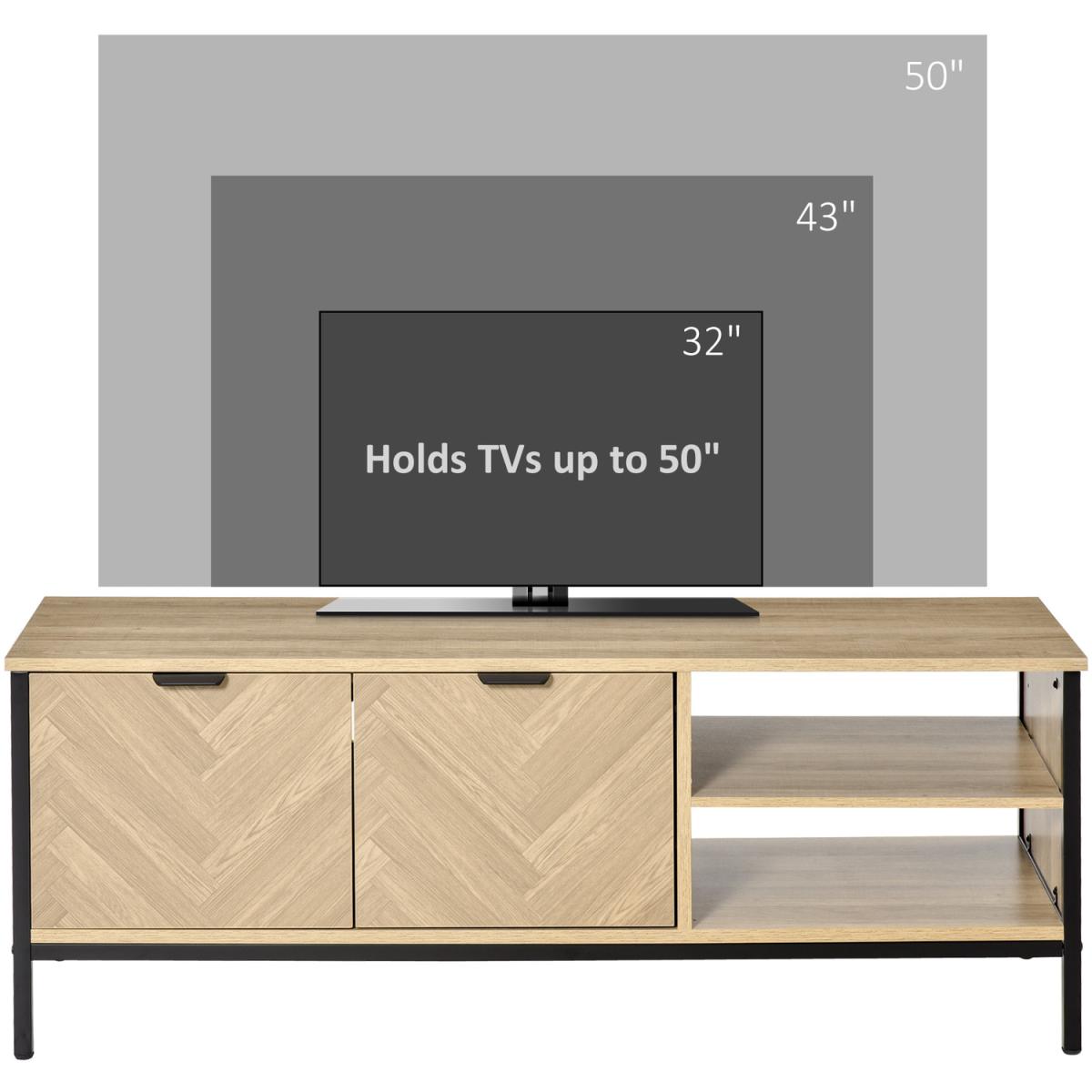 Natural Double Door TV Cabinet Stand with Adjustable Storage - Natural wood – image 6