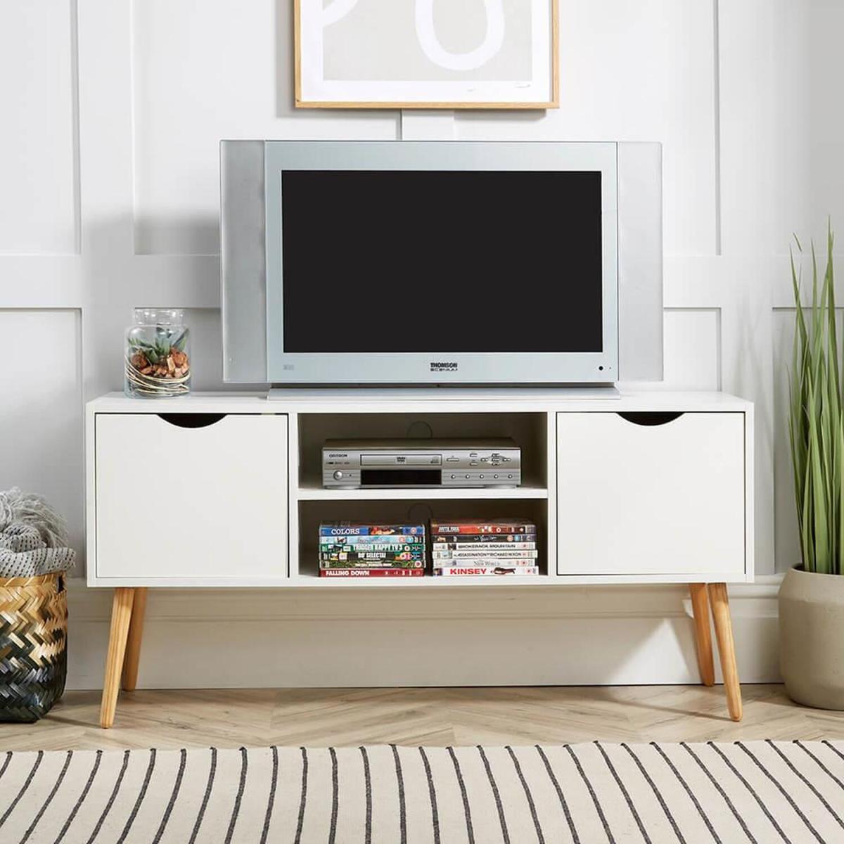Boden 2 Door Modern TV Stand Storage Unit - White – image 2