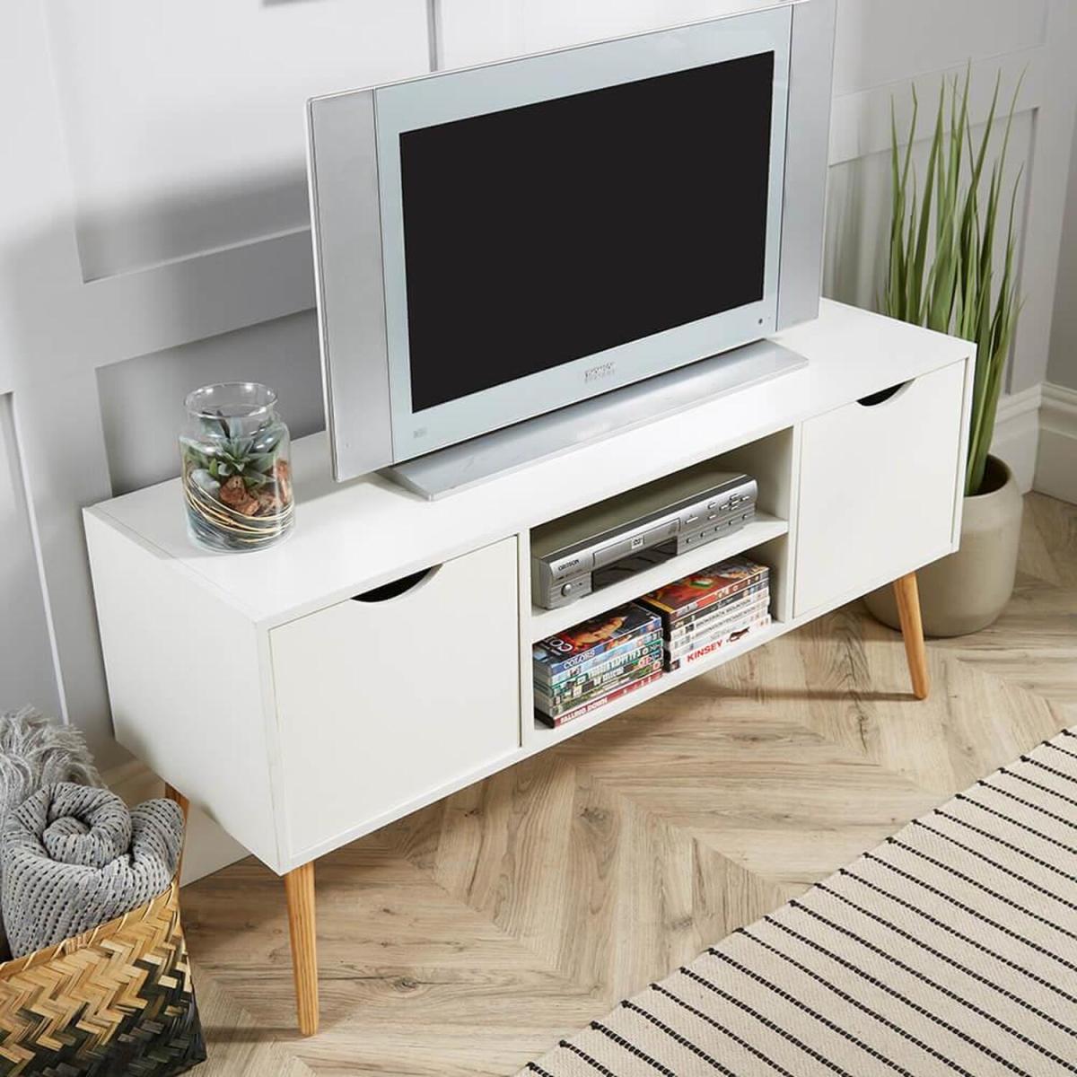 Boden 2 Door Modern TV Stand Storage Unit - White – image 3