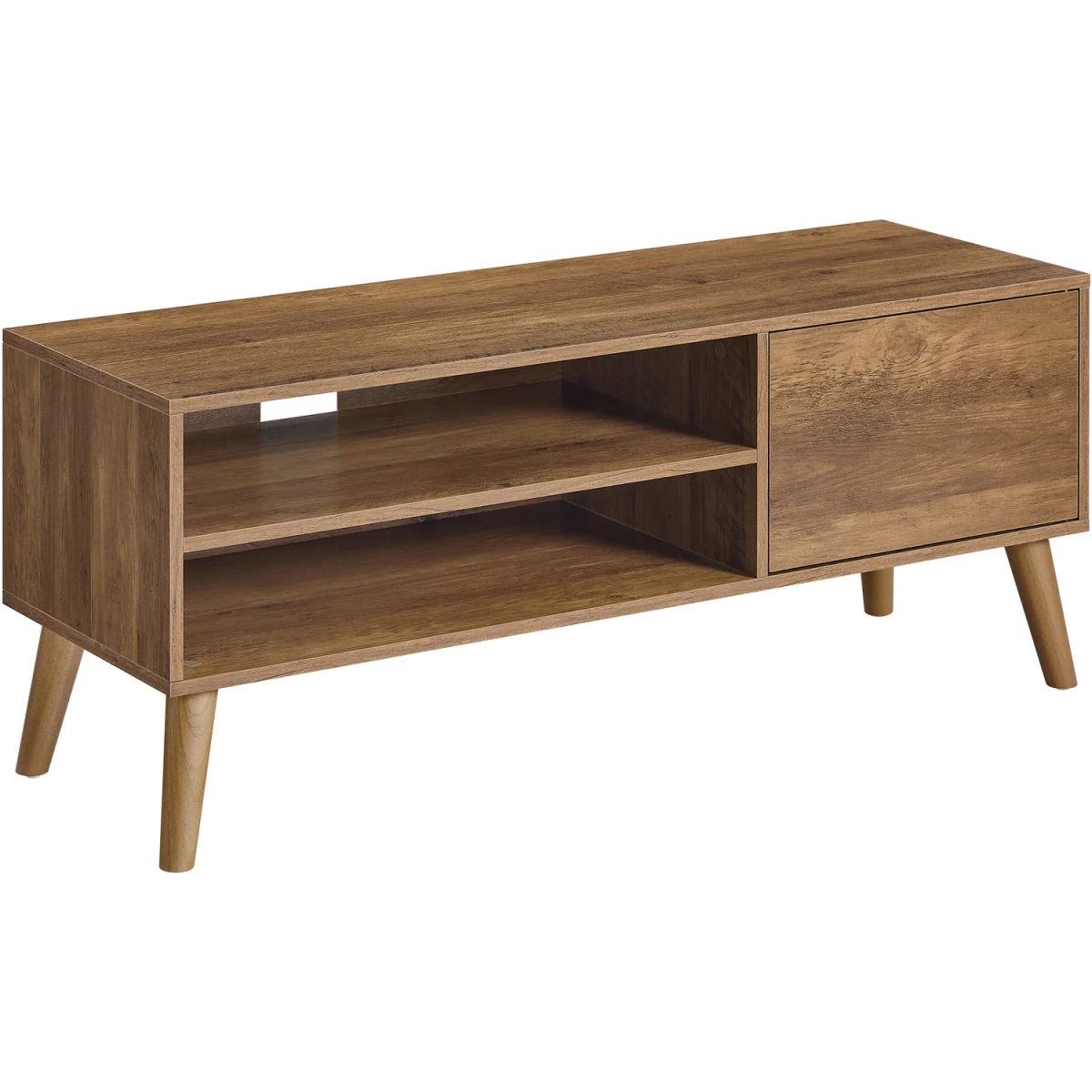 Warm Brown Rubber Wood TV Cabinet With Door Open Shelves - Brown – image 4
