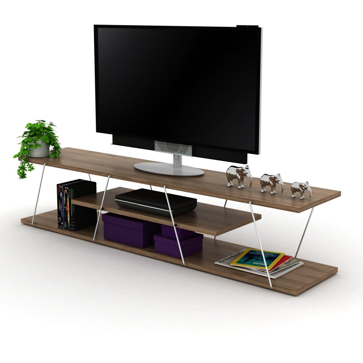 Tars TV Unit - Walnut and Chrome - Walnut – image 3