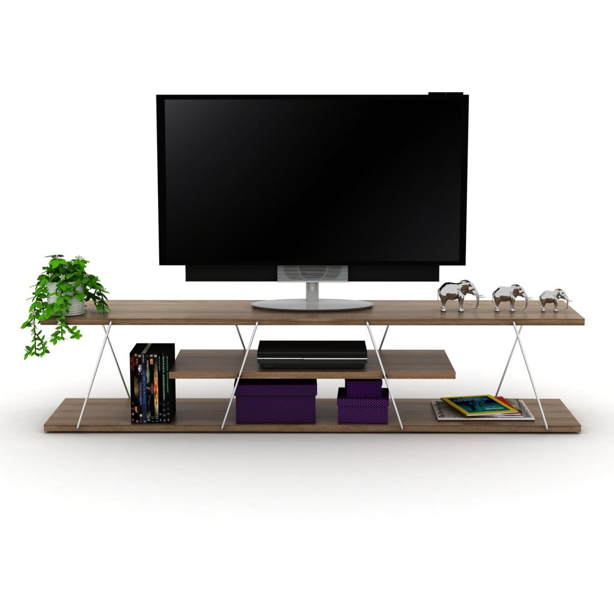 Tars TV Unit - Walnut and Chrome - Walnut – image 5