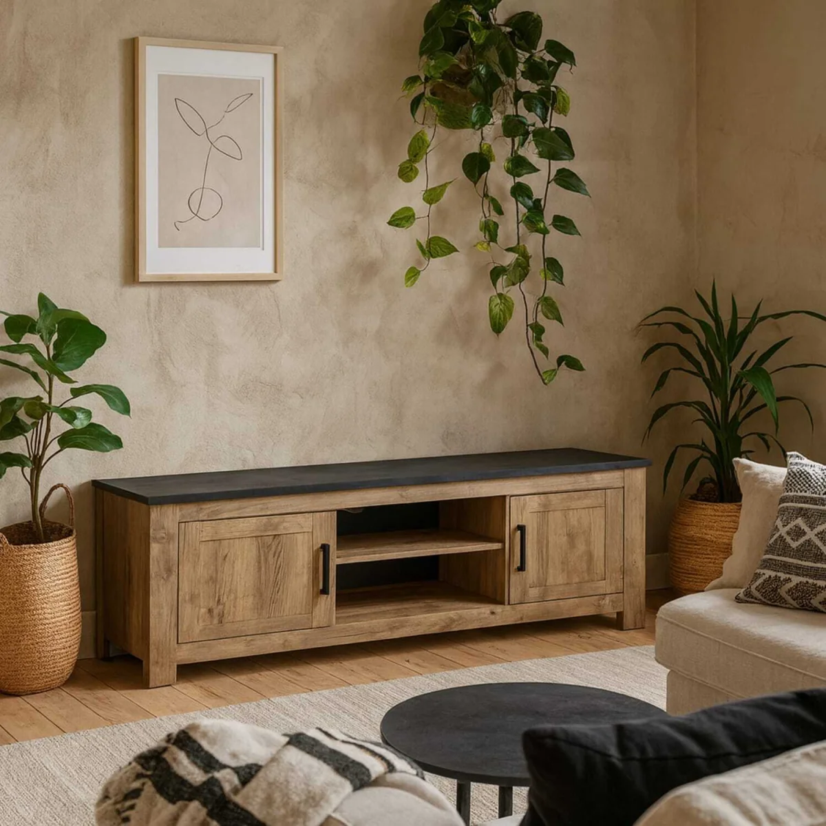 Juniper 2 Door TV Cabinet Chestnut and Matera - Brown – image 1