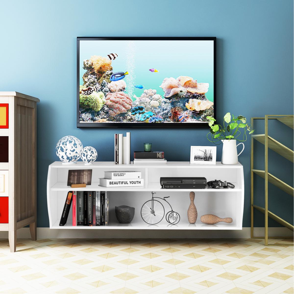 Costway Wall-Mounted TV Stand - White - White – image 3