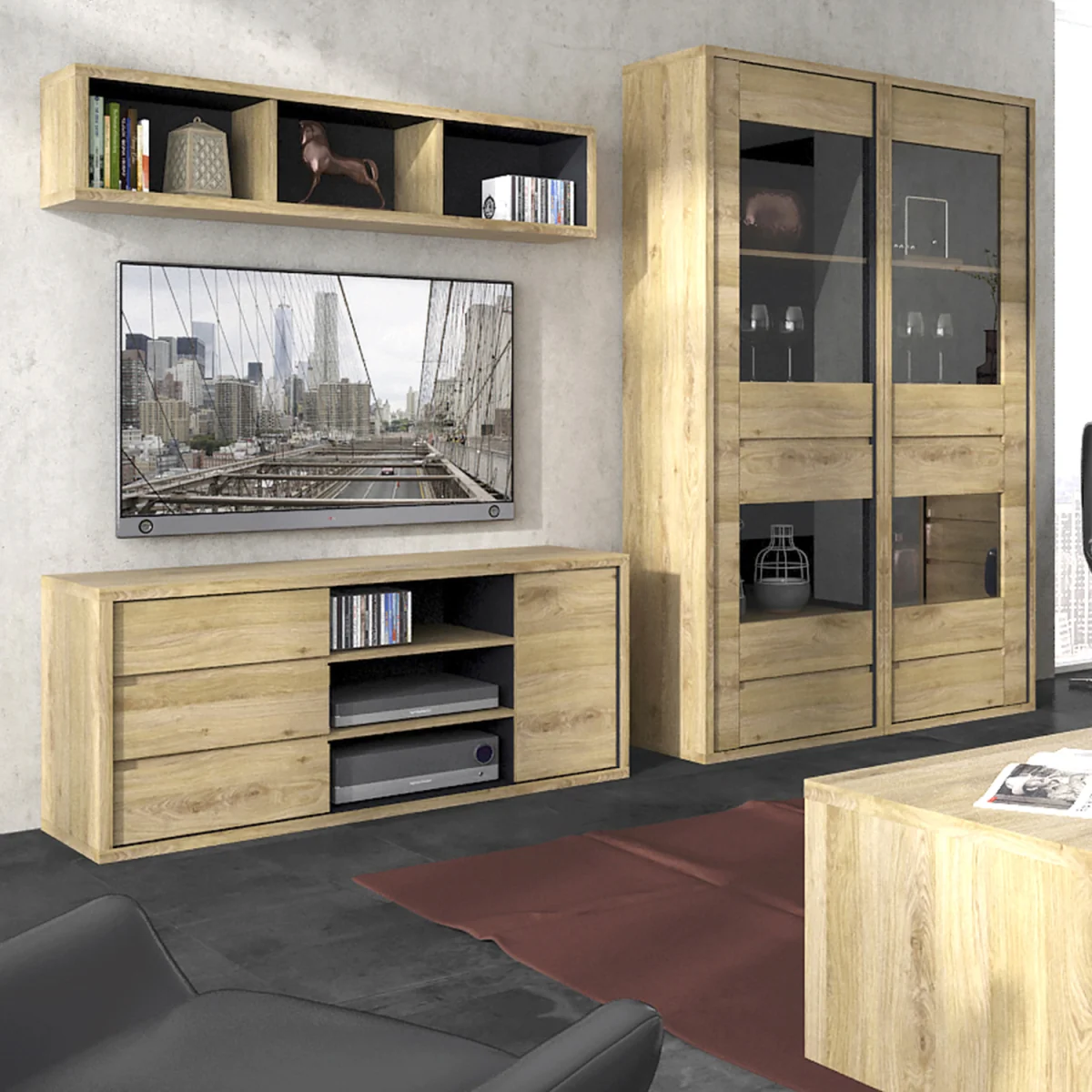 Shetland 1 Door 3 Drawer TV Cabinet - Oak – image 6