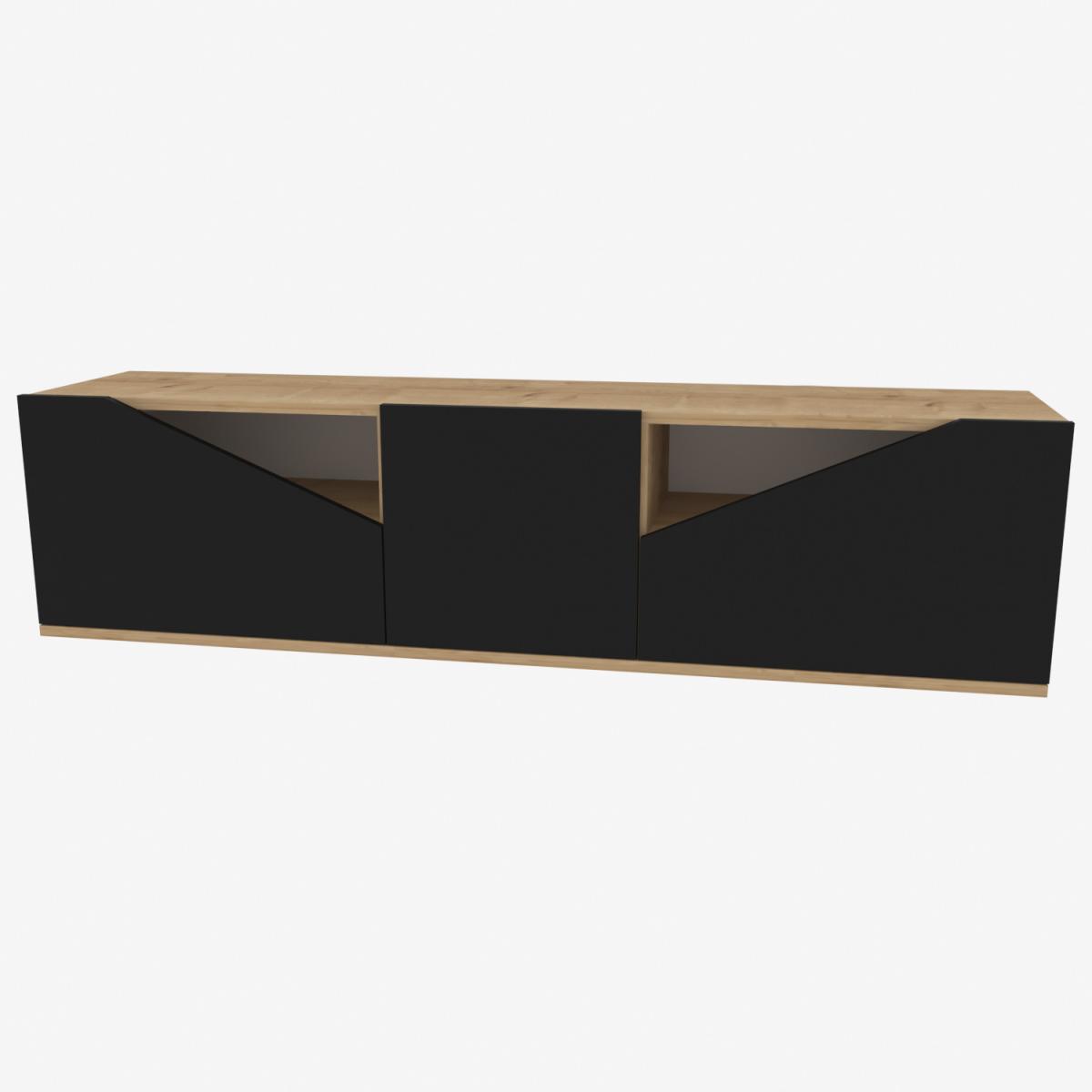 Carson 160 cm Wide TV Stand TV Unit and Media Console - Sapphire Oak Pattern & Anthracite – image 2
