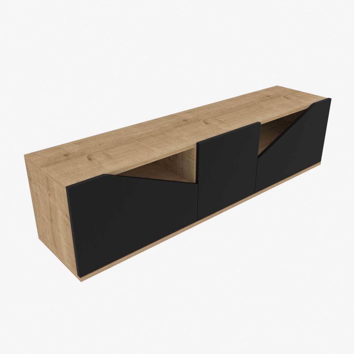 Carson 160 cm Wide TV Stand TV Unit and Media Console - Sapphire Oak Pattern & Anthracite – image 3