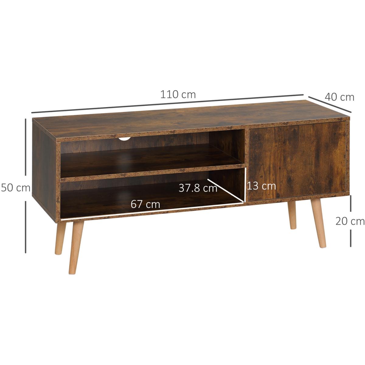 TV Stand Cabinet with Cable Management - Brown – image 2