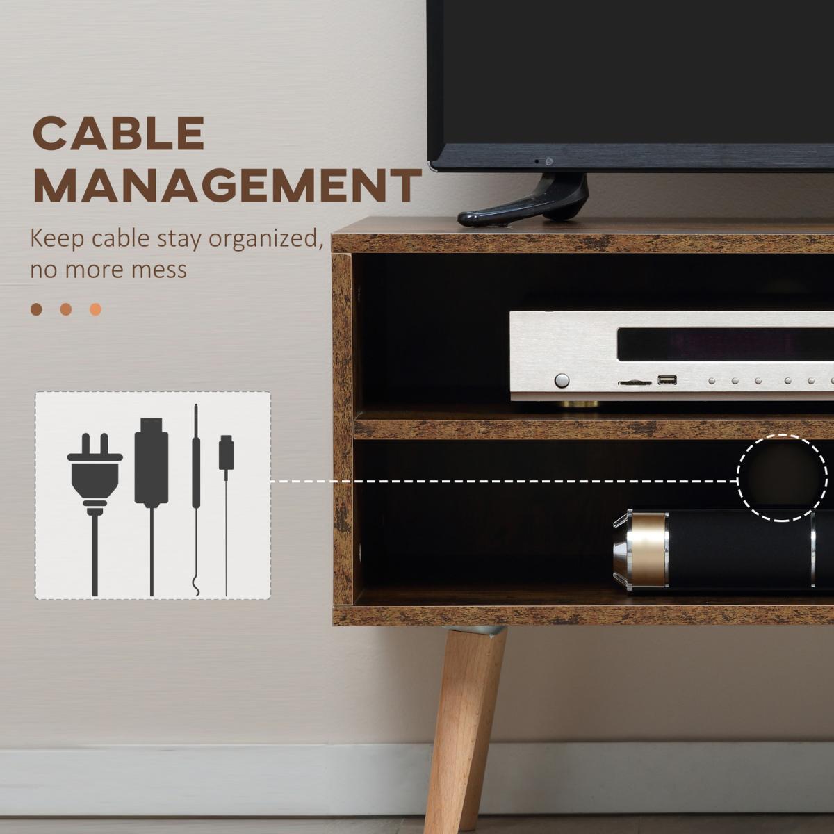 TV Stand Cabinet with Cable Management - Brown – image 3