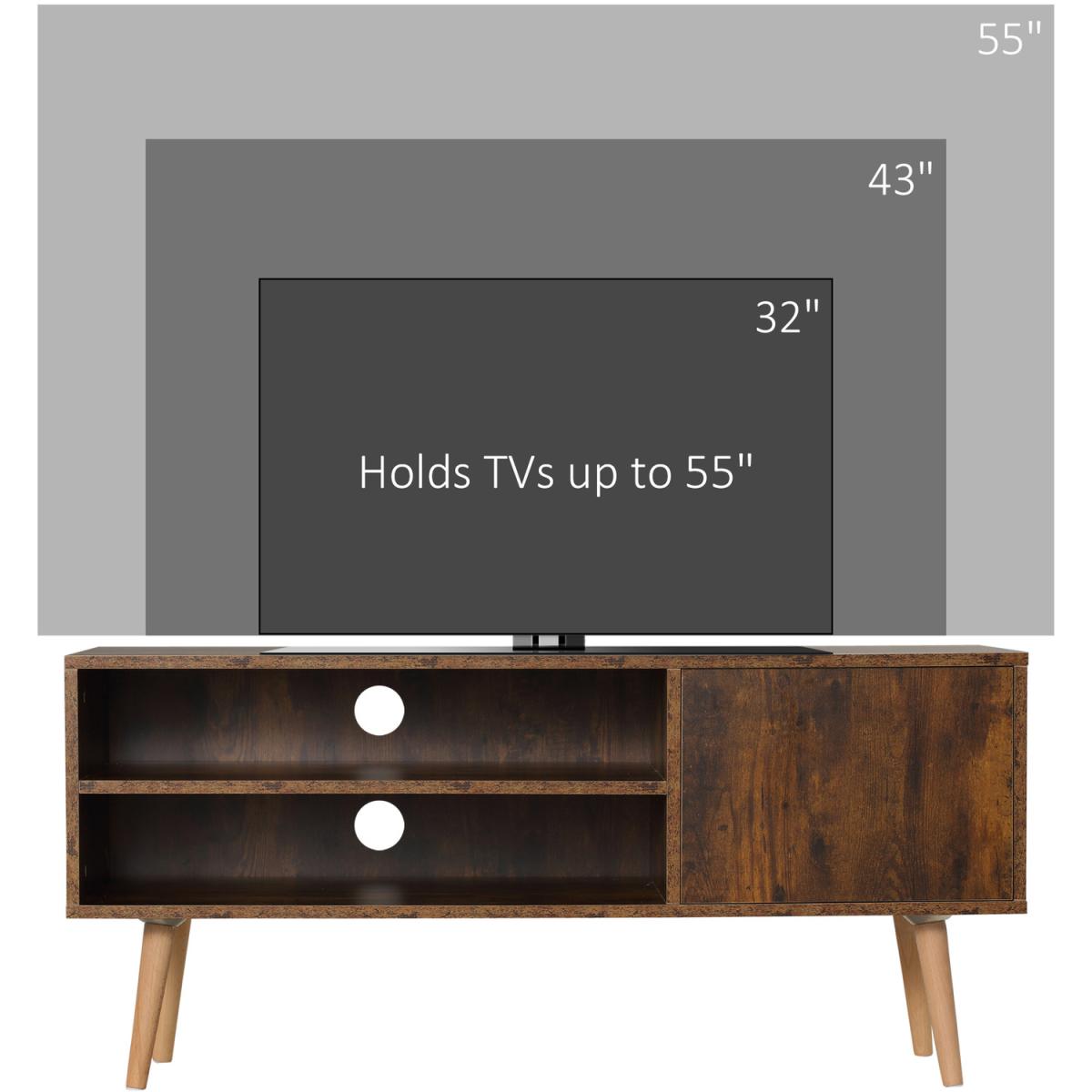TV Stand Cabinet with Cable Management - Brown – image 5