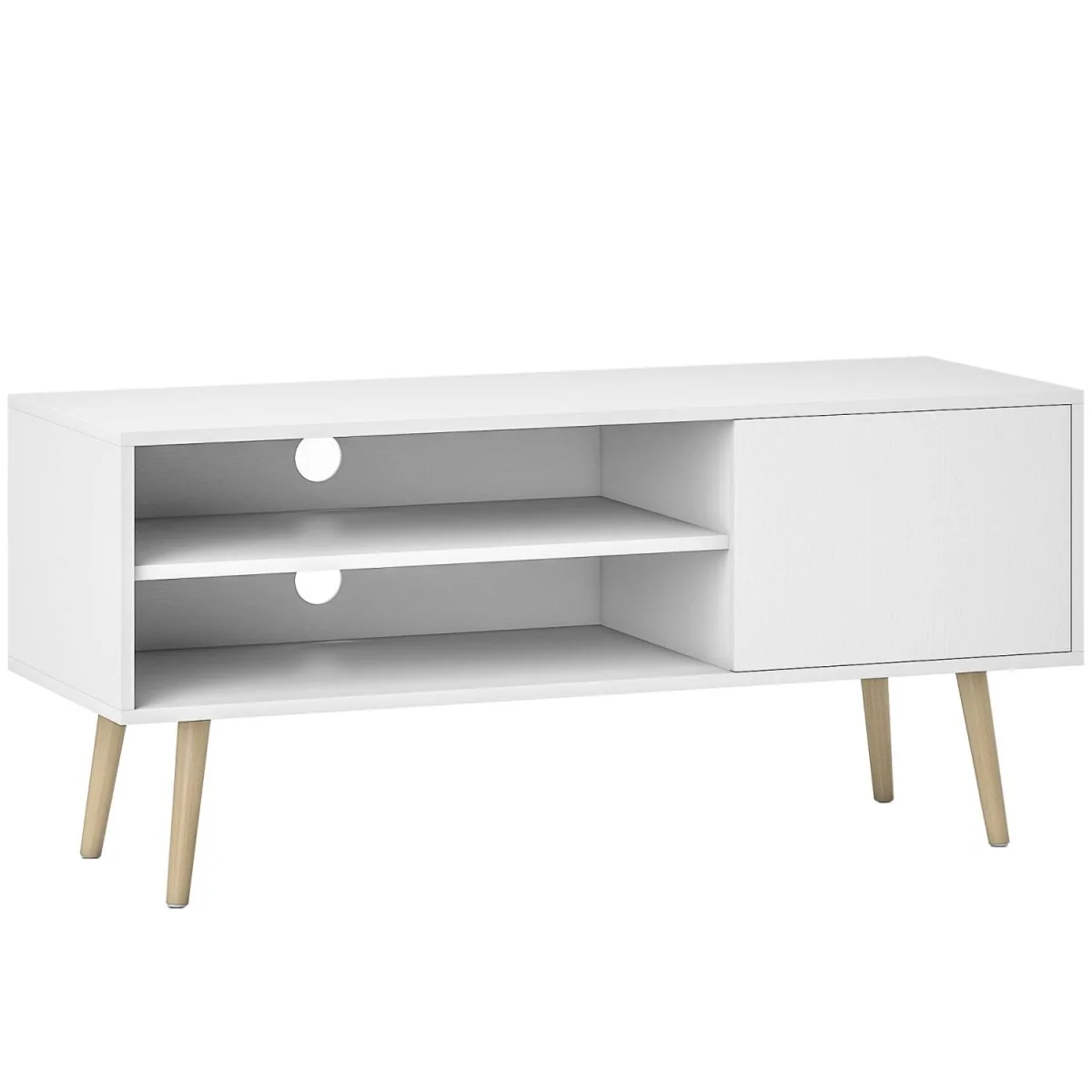 Avalia 110cm White TV Stand - Fits Up to 55-inch TVs, Open Shelves, Cable Access – image 2