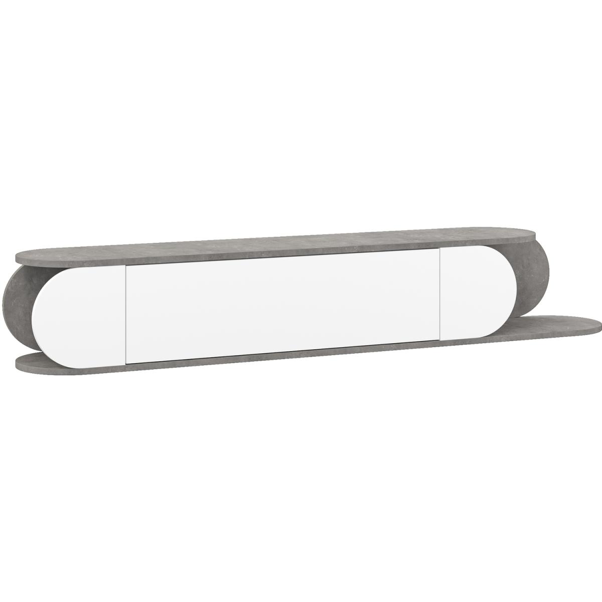 Tone Modern TV Stand Multimedia Centre TV Unit - Retro Grey-White – image 4