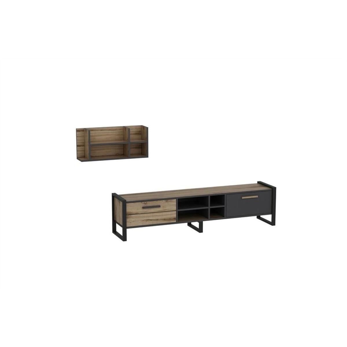 Leno TV Unit with Metal Leg Oak Anthracite - Oak & Anthracite – image 4