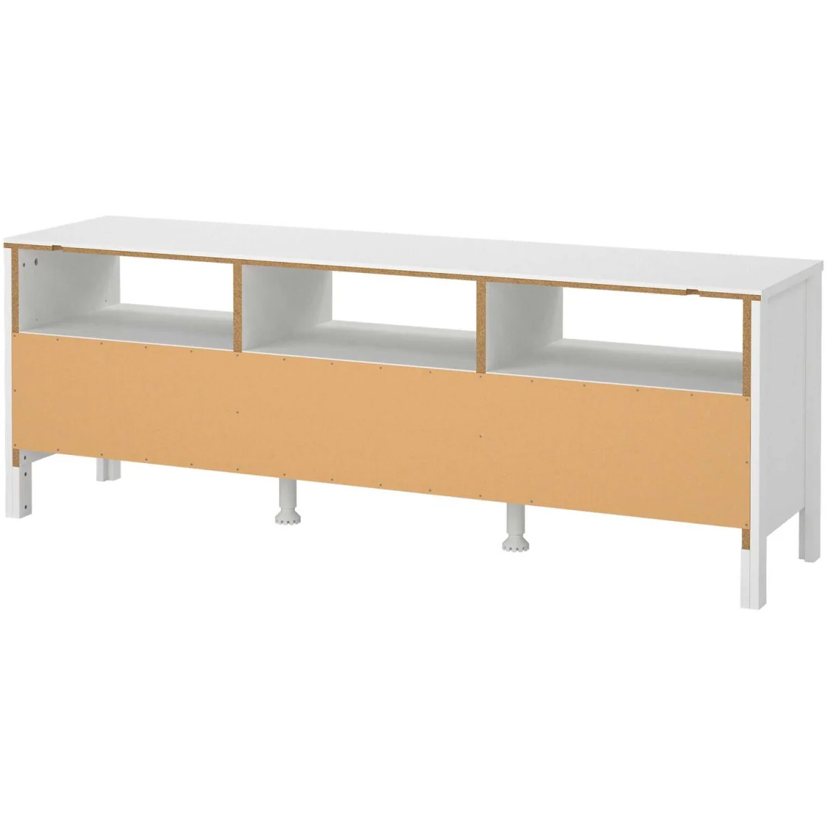 Wyld Haus Wildberry Matt White TV Unit, 3 Drawers, Brown Leather Handles - White – image 2