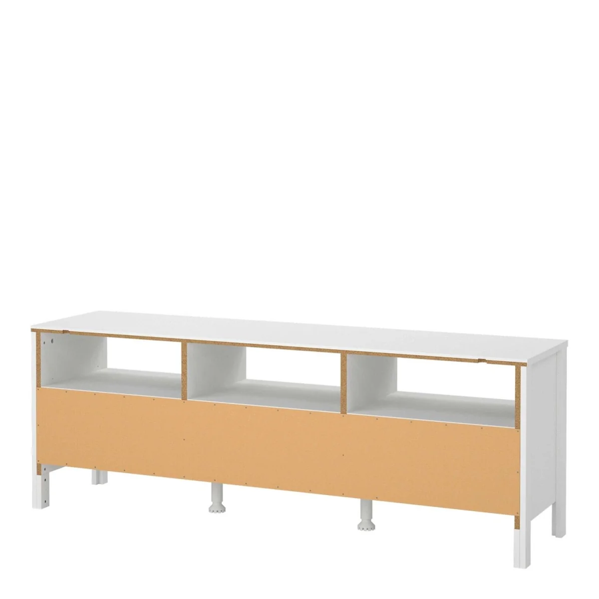 Wyld Haus Wildberry Matt White TV Unit, 3 Drawers, Brown Leather Handles - White – image 6