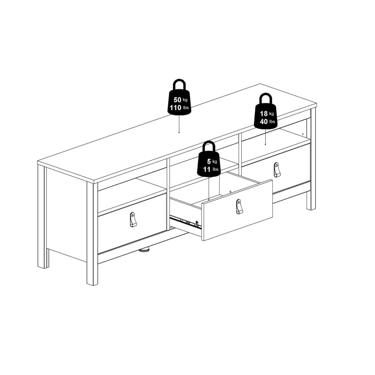 Wyld Haus Wildberry Matt White TV Unit, 3 Drawers, Brown Leather Handles - White – image 10