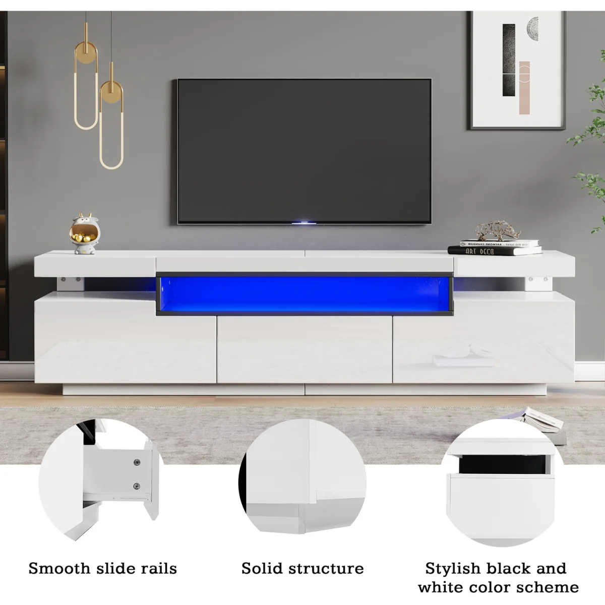 Modern LED TV Console with Drawers – image 3