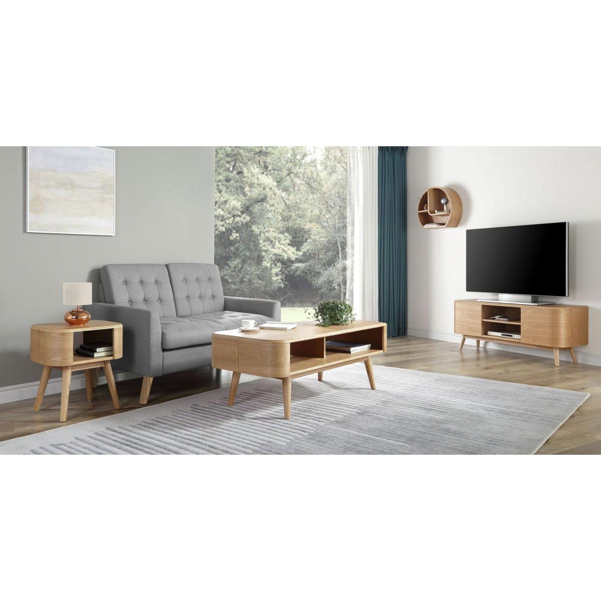2-Door TV Stand with Open Shelf - Oak – image 2