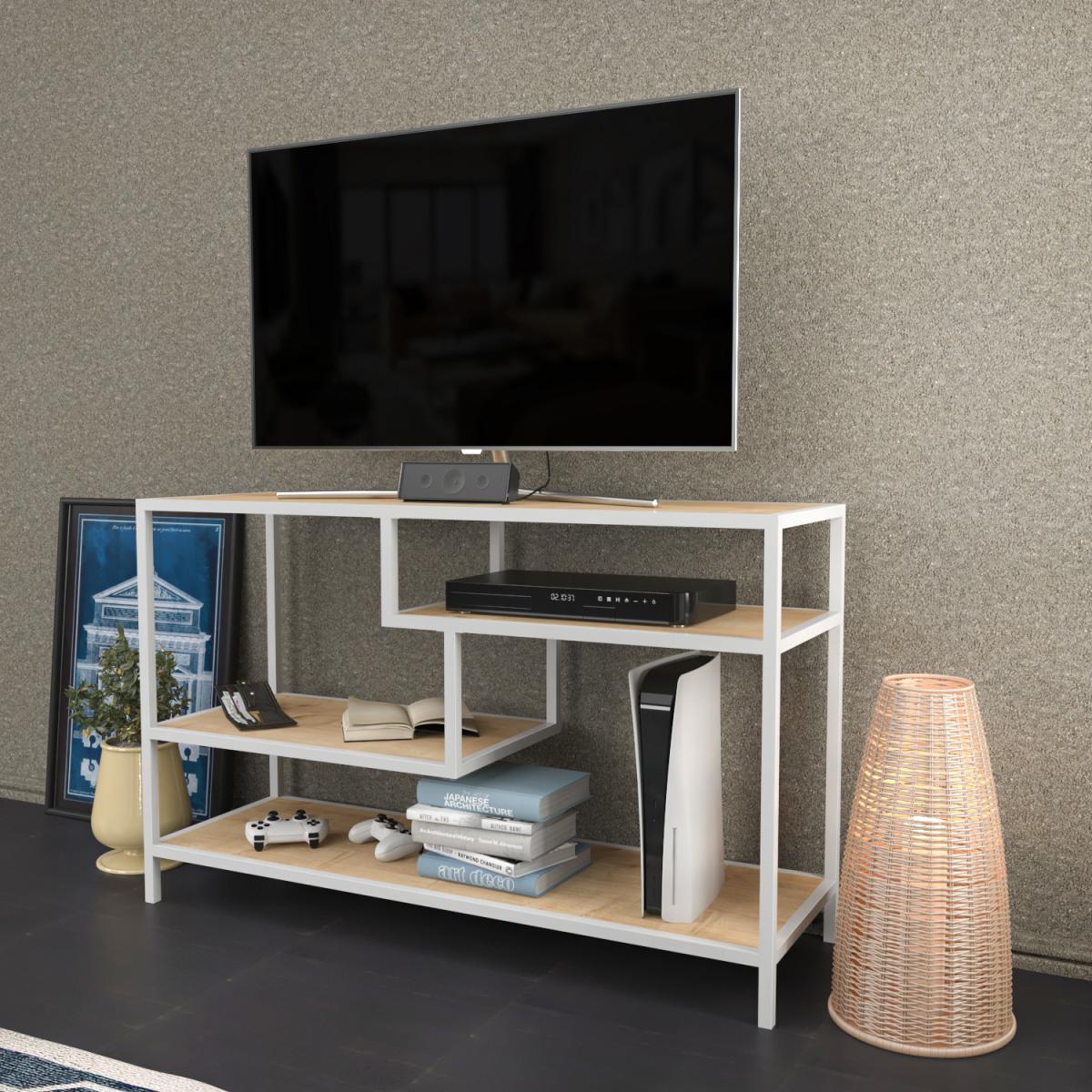 Robbins 120cm Wide Tv Stand Sapphire Oak and White - Sapphire Oak – image 4