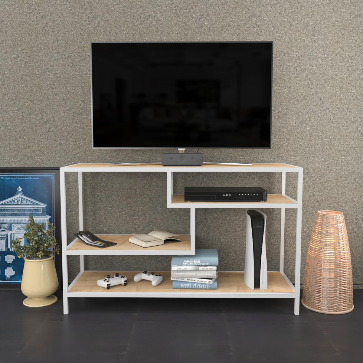 Robbins 120cm Wide Tv Stand Sapphire Oak and White - Sapphire Oak – image 1