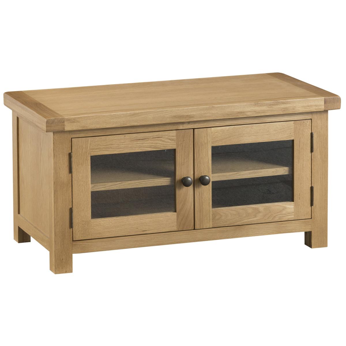 Bisbrooke Country Standard TV Unit with Glass Doors - Medium Oak – image 2
