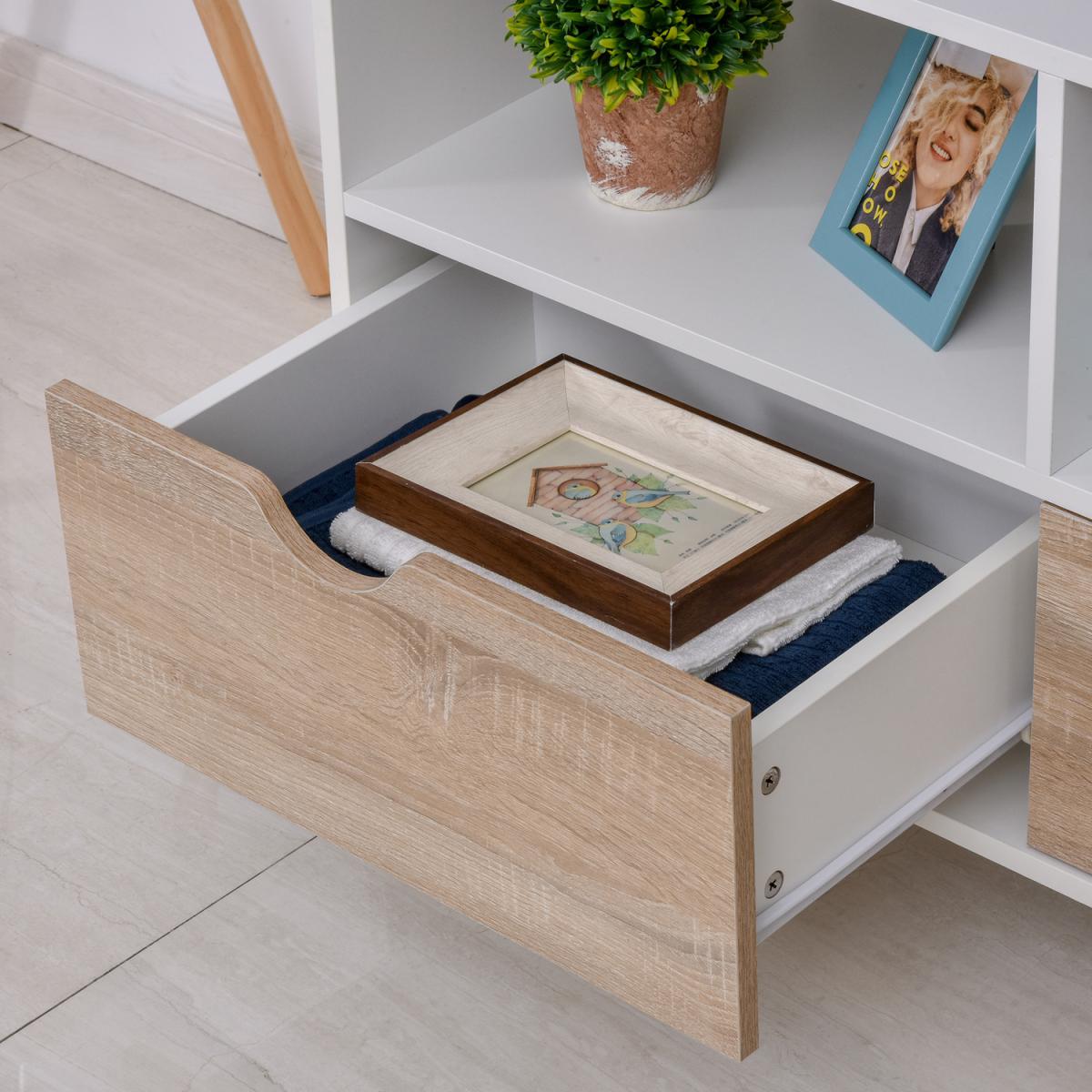 HOMCOM 99cm TV Stand Cabinet Shelves Drawers Storage - White – image 11