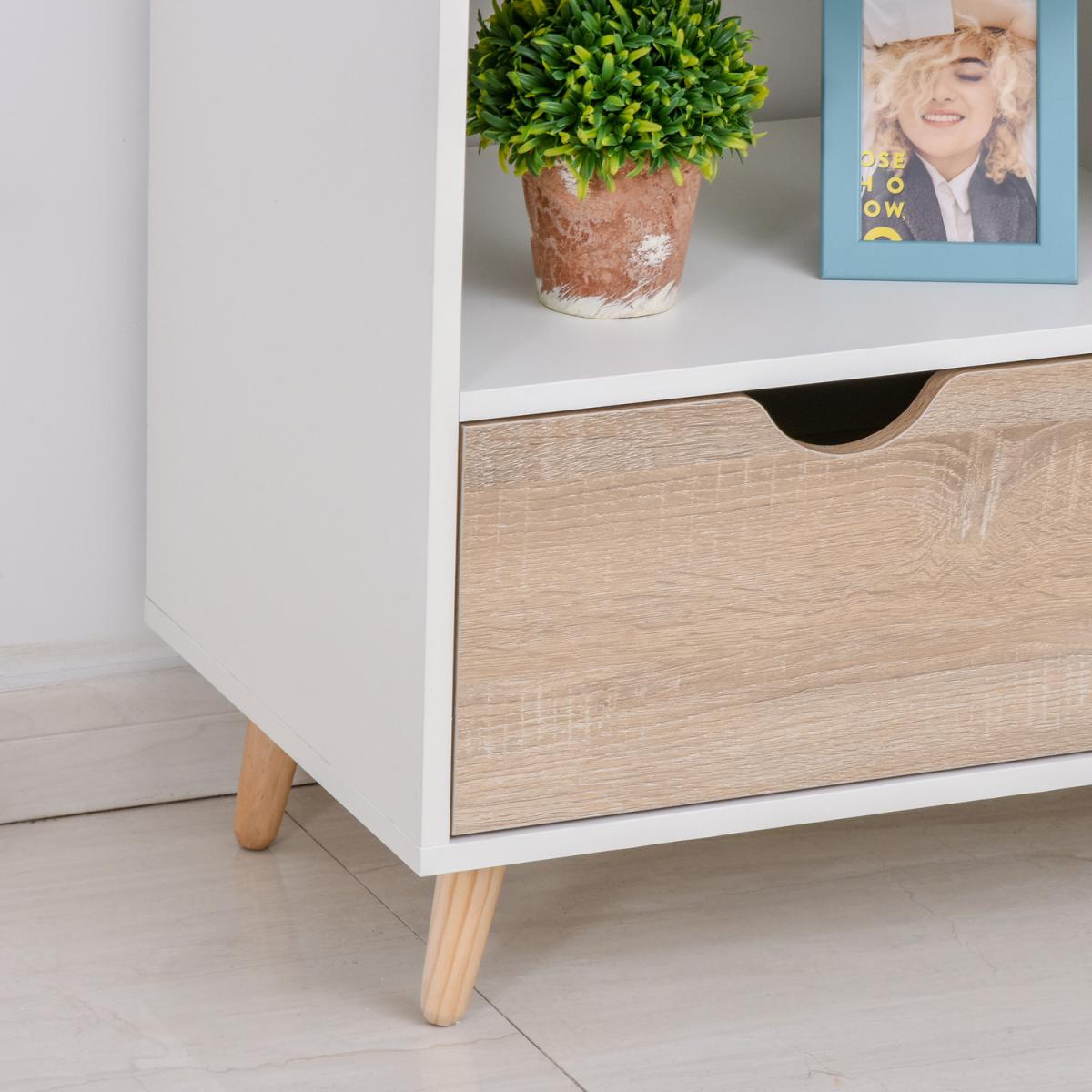 HOMCOM 99cm TV Stand Cabinet Shelves Drawers Storage - White – image 12