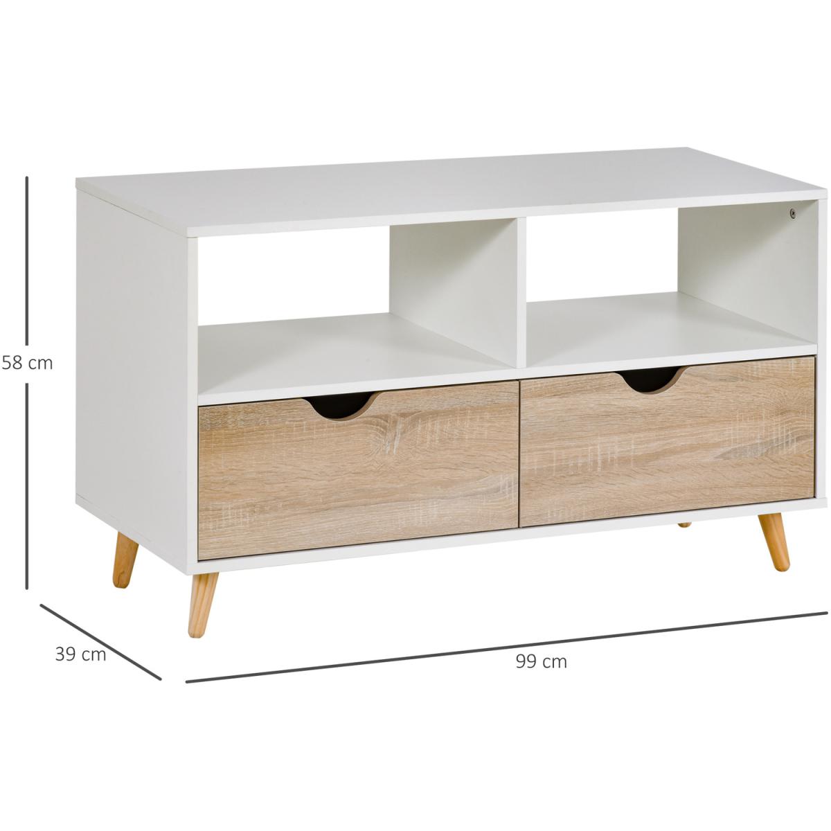 HOMCOM 99cm TV Stand Cabinet Shelves Drawers Storage - White – image 13