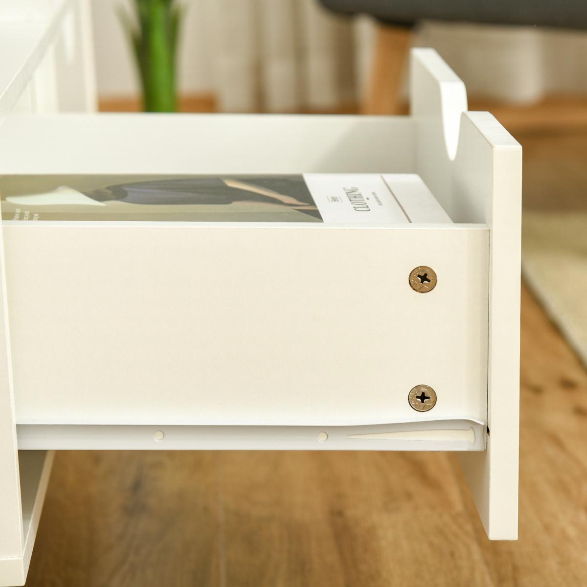 HOMCOM 99cm TV Stand Cabinet Shelves Drawers Storage - White – image 20