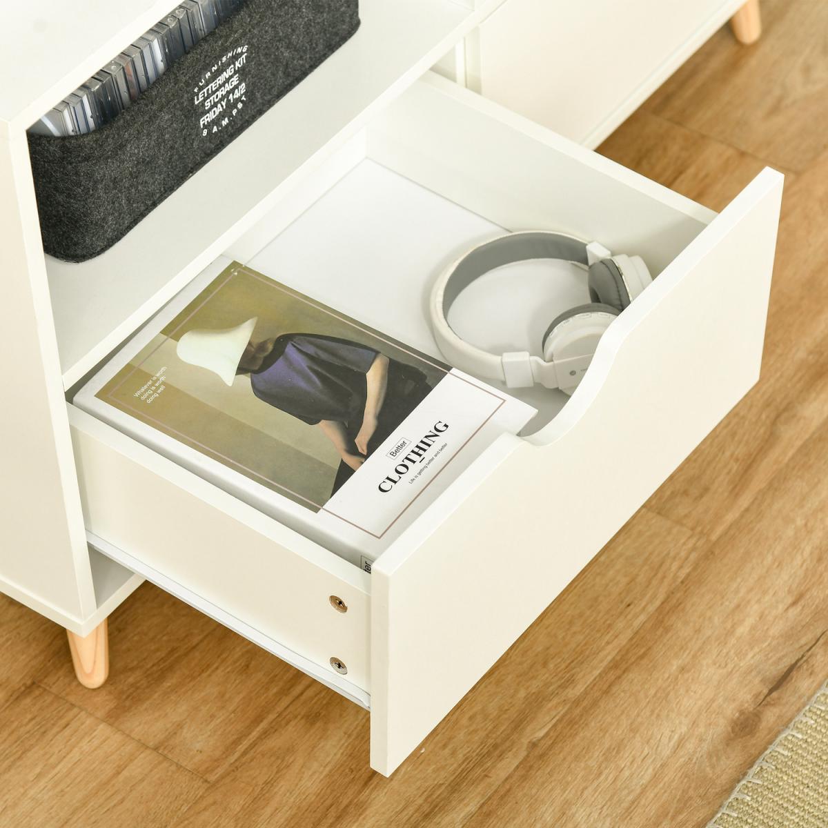 HOMCOM 99cm TV Stand Cabinet Shelves Drawers Storage - White – image 22