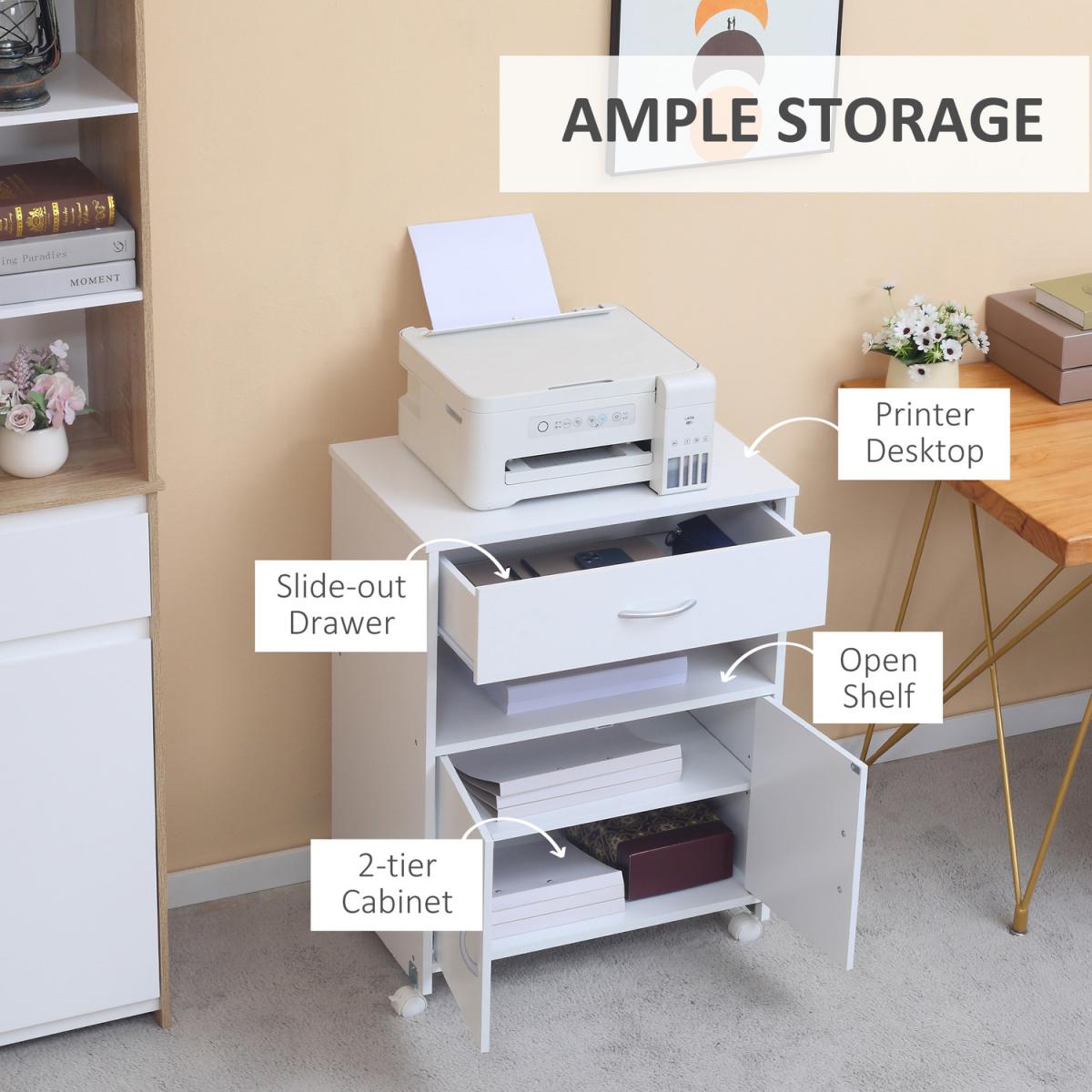 Mobile Printer Cabinet - White – image 3