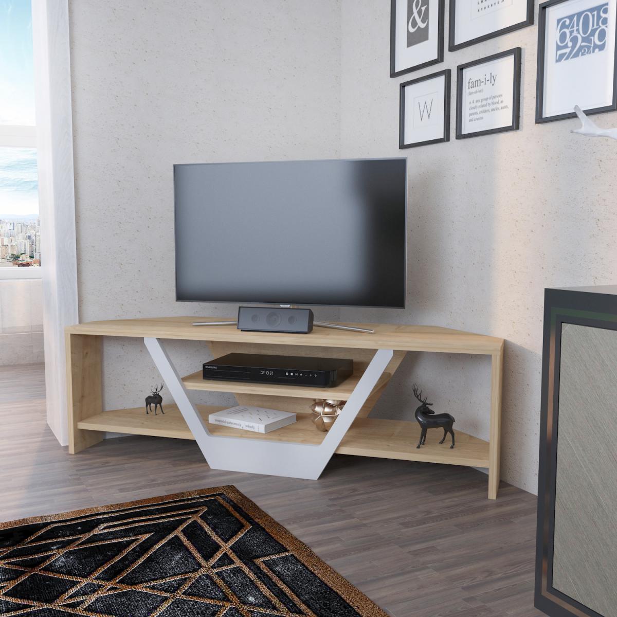 Sares 120 cm Tv Stand Sapphire Oak and White - Sapphire Oak – image 4