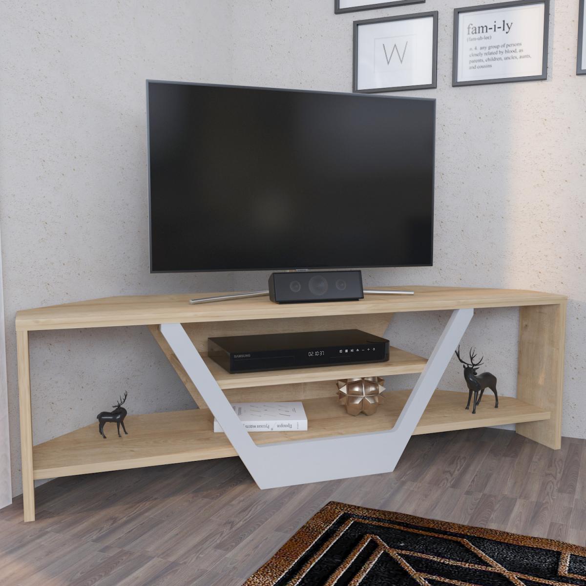 Sares 120 cm Tv Stand Sapphire Oak and White - Sapphire Oak – image 5