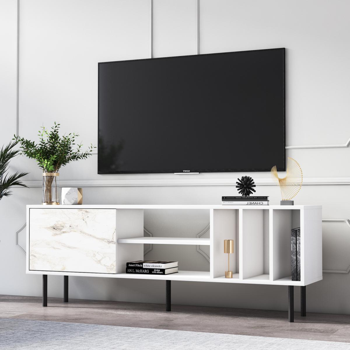 Pietra Modern TV Stand and Media Console - White – image 3