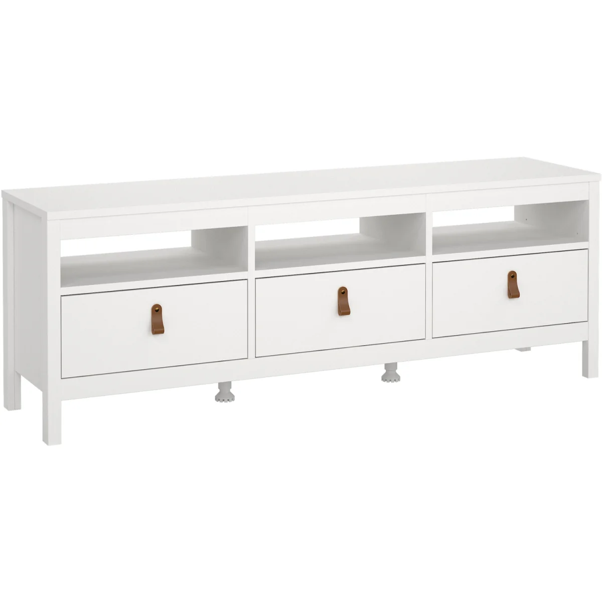 Barcelona TV Unit 3 Drawers in Matt Black - White – image 3