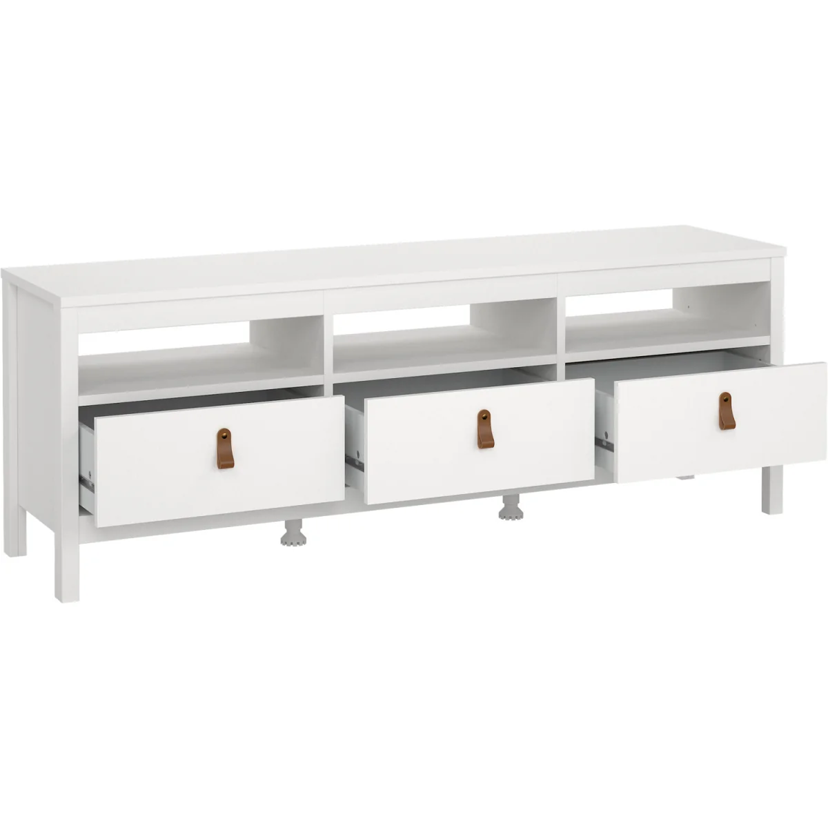 Barcelona TV Unit 3 Drawers in Matt Black - White – image 5