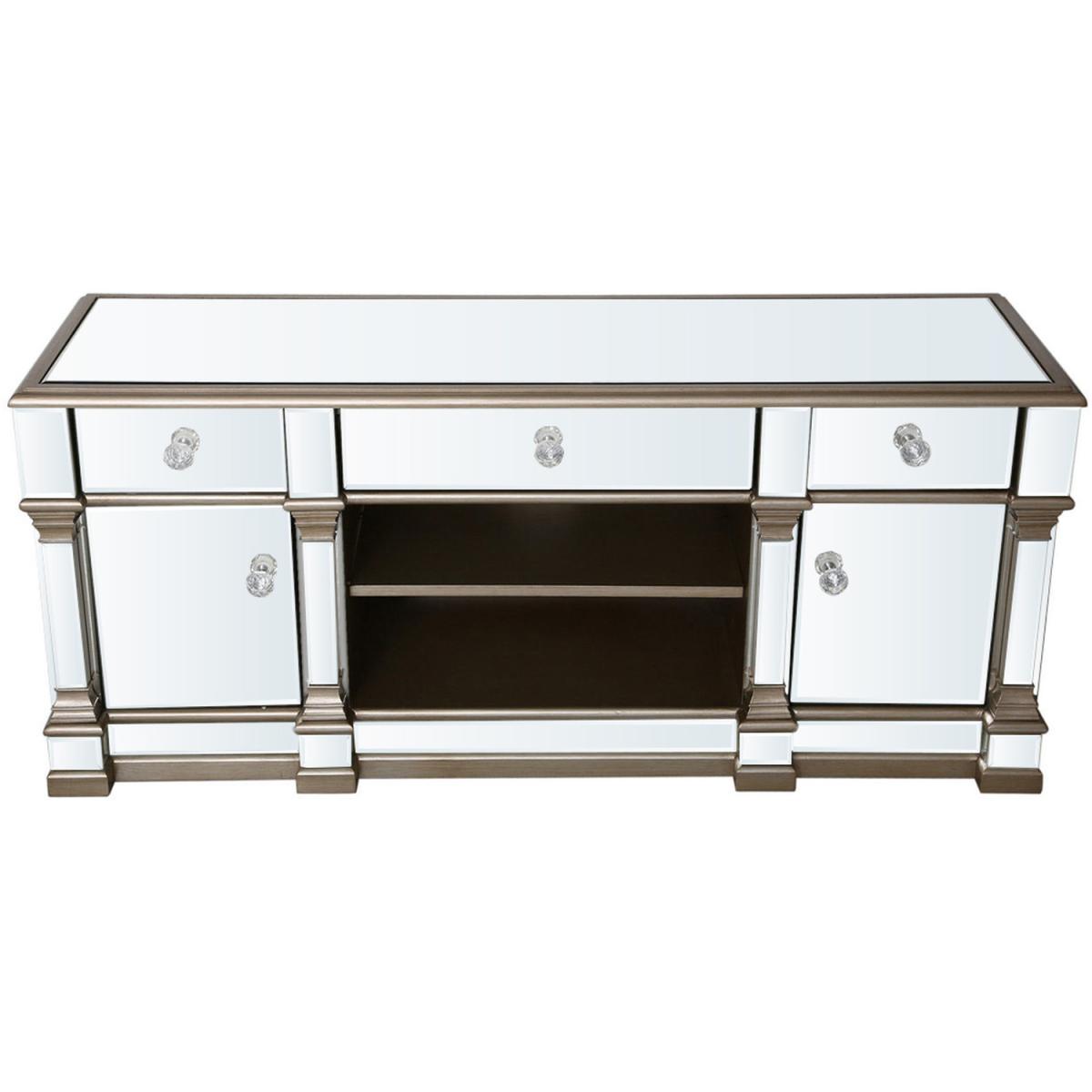 Mirrored Medium 2 Door 3 Drawer TV Entertainment Unit - Champagne – image 5