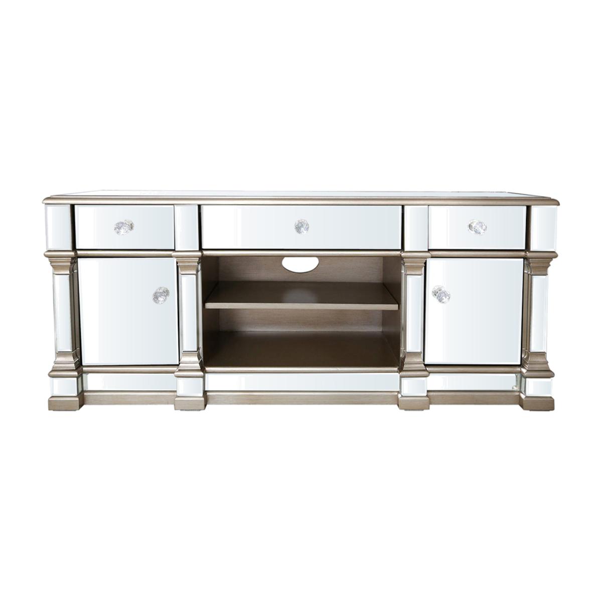 Mirrored Medium 2 Door 3 Drawer TV Entertainment Unit - Champagne – image 1