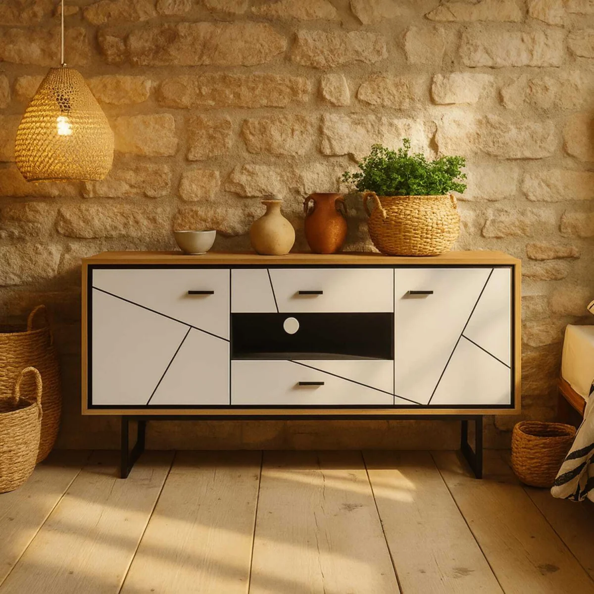 Dabbleton and TV Unit 2 Door 2 Drawer - Brown – image 1