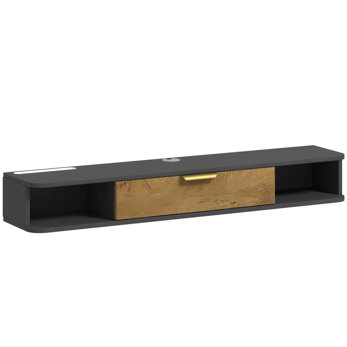 Nova 120cm Floating TV Stand - Charcoal Grey with Natural Wood-effect Storage – image 3