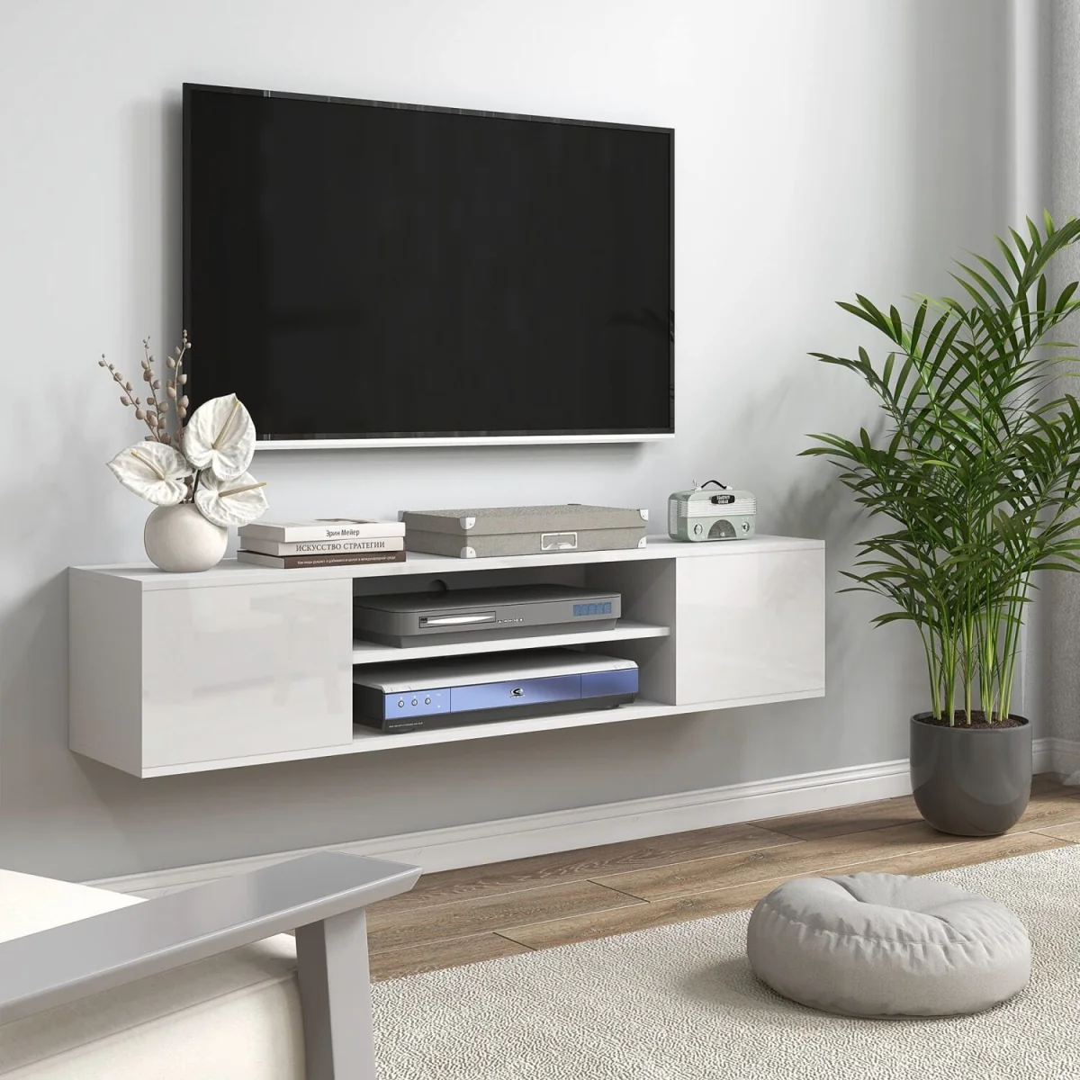 Lumipa 140cm High Gloss White Floating TV Stand - Fits Up to 60 Inch TVs – image 3