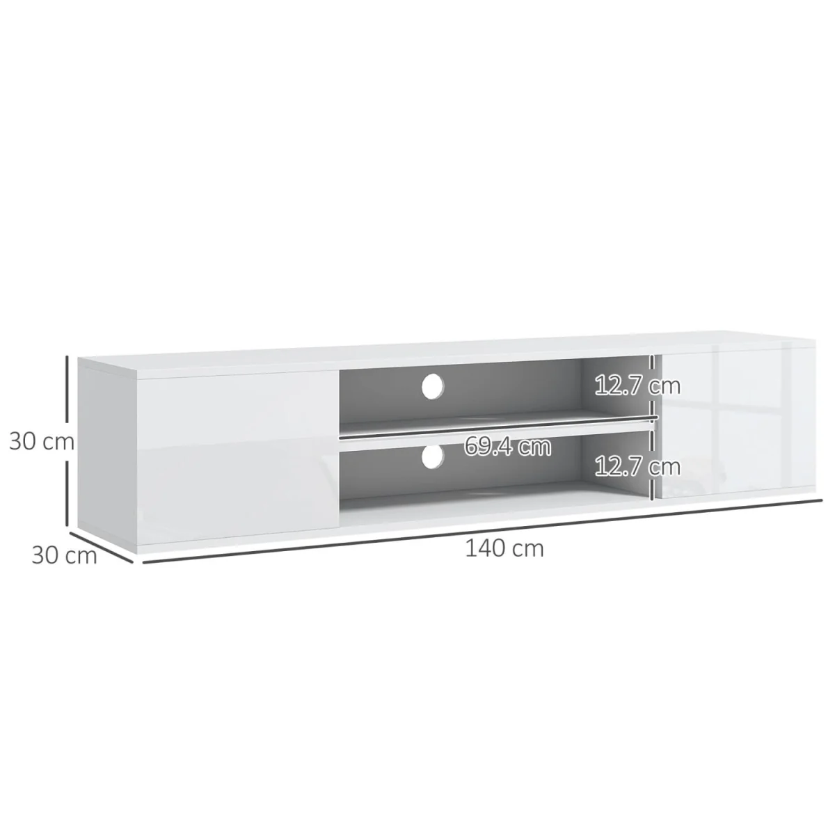 Lumipa 140cm High Gloss White Floating TV Stand - Fits Up to 60 Inch TVs – image 4