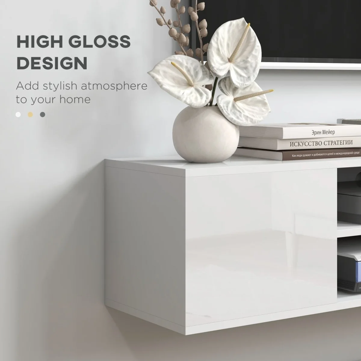 Lumipa 140cm High Gloss White Floating TV Stand - Fits Up to 60 Inch TVs – image 6