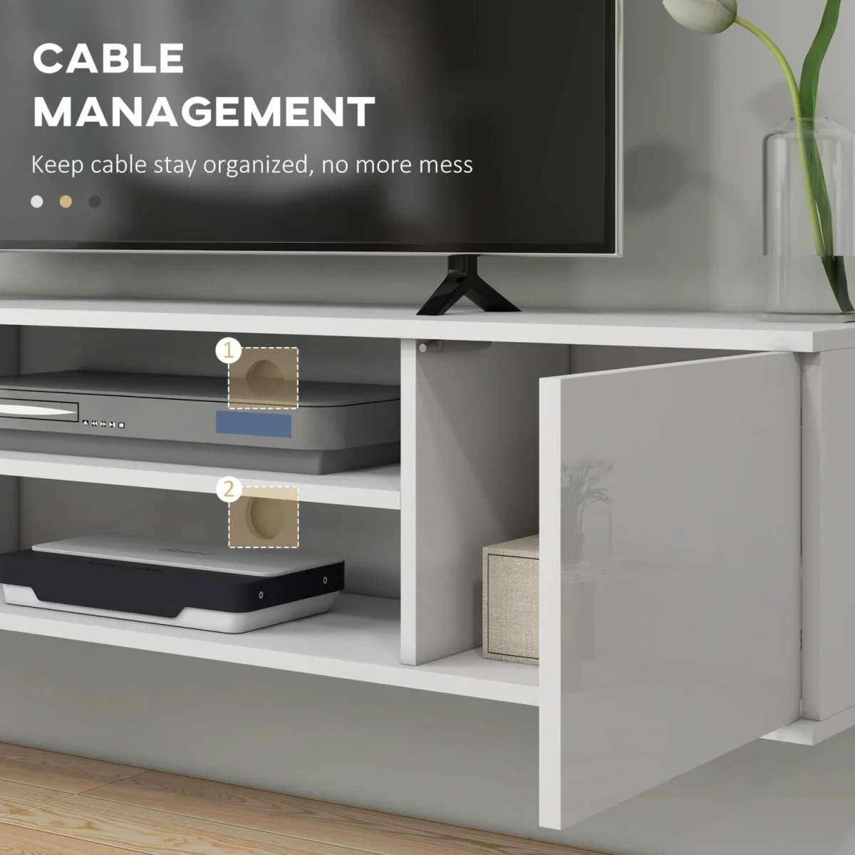 Lumipa 140cm High Gloss White Floating TV Stand - Fits Up to 60 Inch TVs – image 7