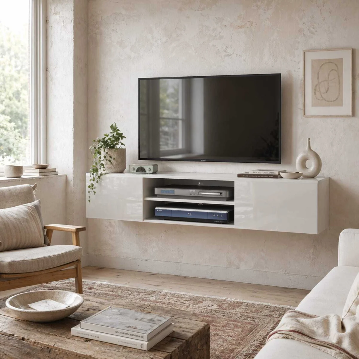 Lumipa 140cm High Gloss White Floating TV Stand - Fits Up to 60 Inch TVs – image 1