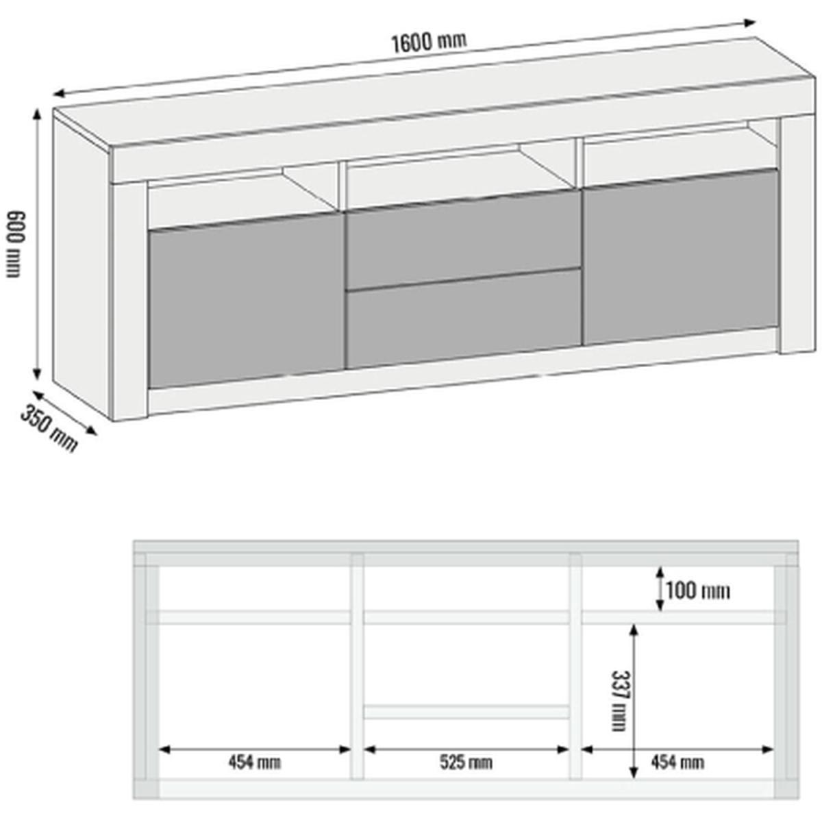 TV Unit 160cm - Oak - Colour: Oak Body & White Gloss Doors – image 5