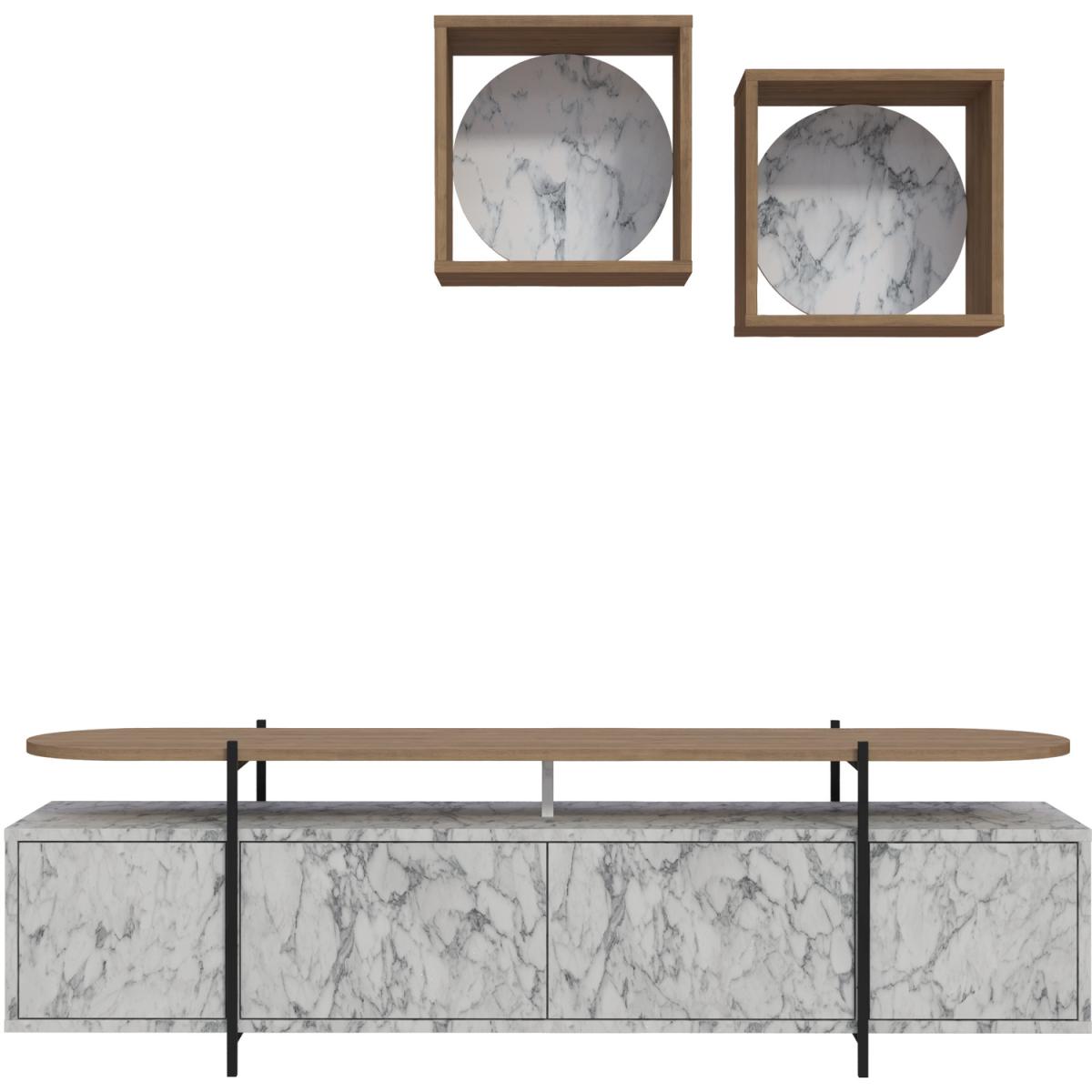 Hanley Modern Tv Unit With Wall Storage Unit - Oak – image 2