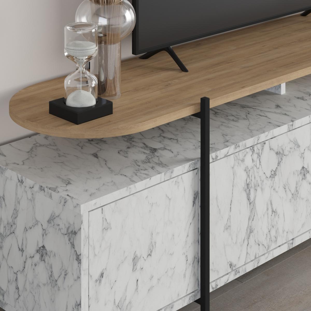 Hanley Modern Tv Unit With Wall Storage Unit - Oak – image 3