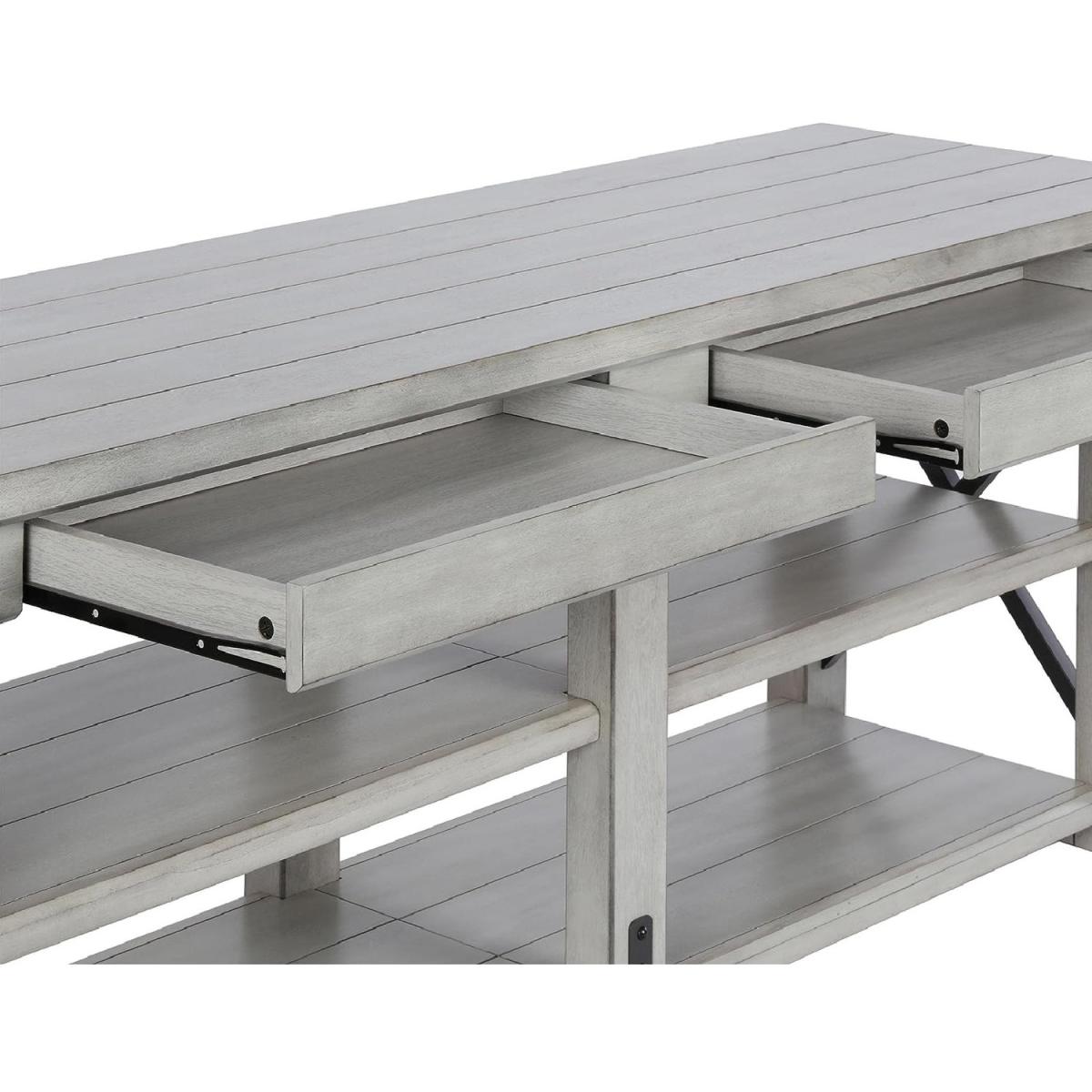 Rustic White Wildwood TV Stand Veneer Table Shelves For Up To 65" - White – image 3