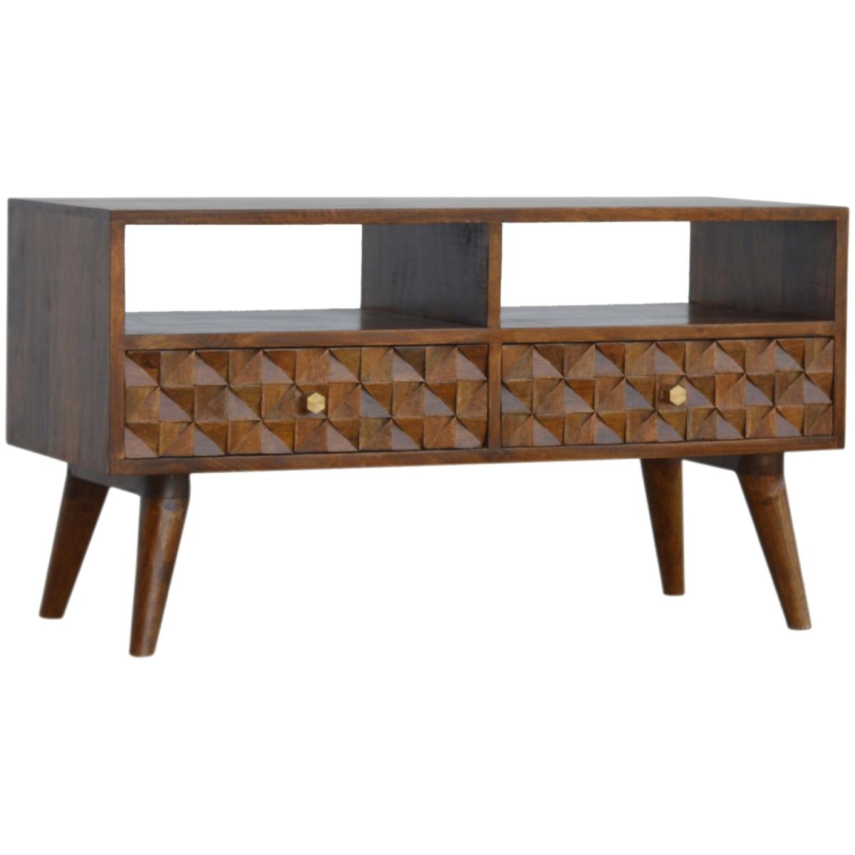 Chestnut Diamond Carved TV Unit - Orange – image 2
